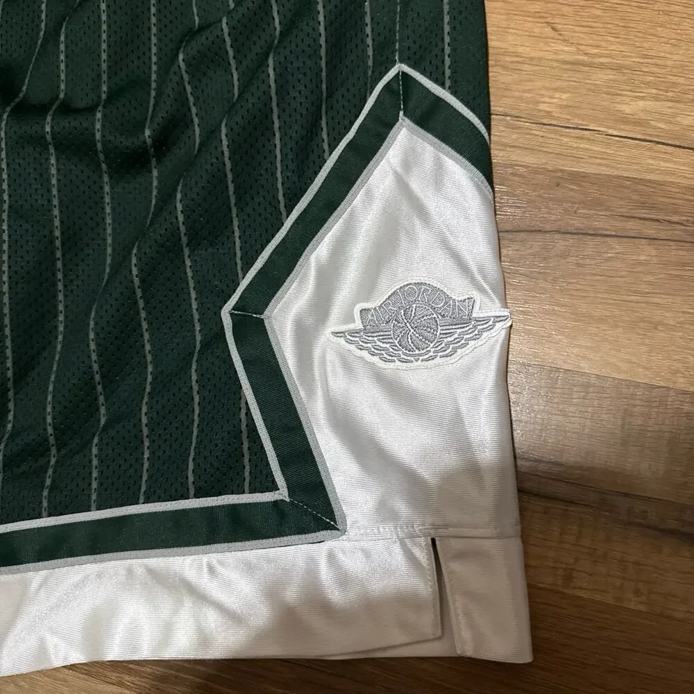 Air Jordan Wings 20th Anniversary Green Pinstripe Diamond Silky Shiny Y2K Shorts